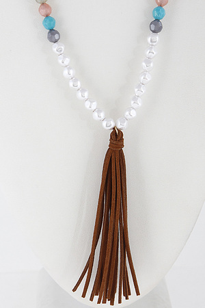 Long Bead Necklace With Tassel 6FCD9